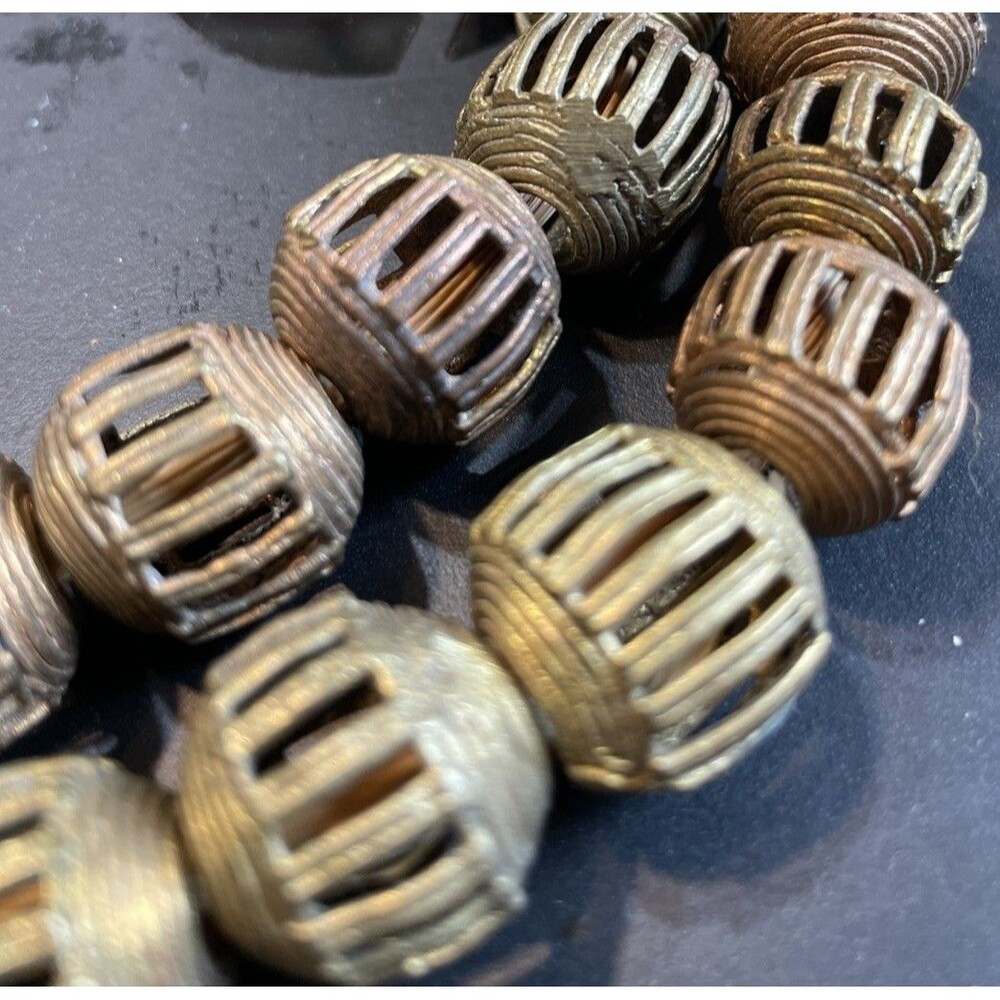 Lost Wax Brass Metal African Trade Beads 40 Pcs